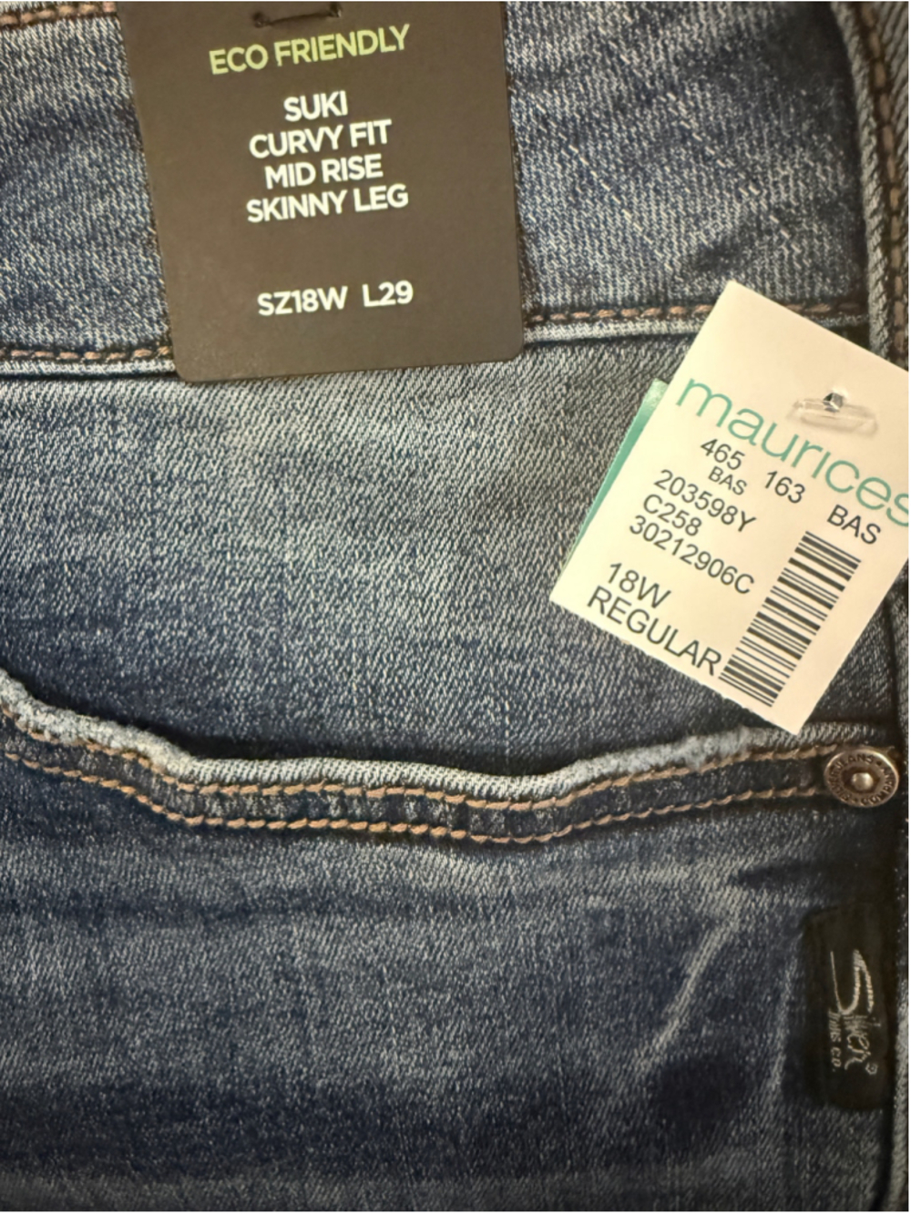 Women's Silver Jeans Co. Suki Curvy Fit Skinny Jeans Blue 18W - Picture 3 of 3